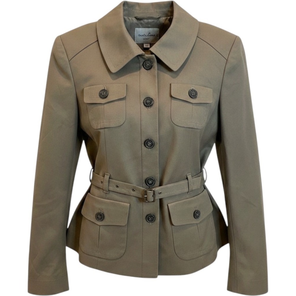 Ann Taylor Loft Spring Olive‎ Green Career Wear Belted Jacket Women 10 NWOT